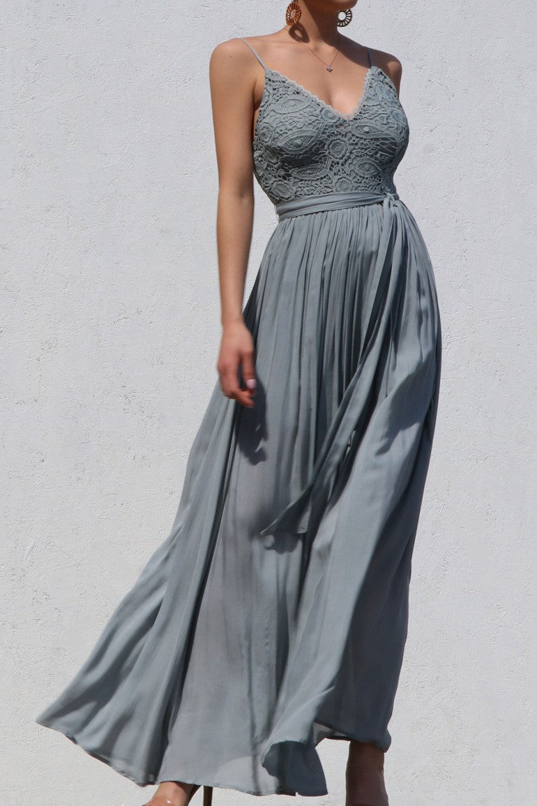 Swept Away Crotchet Lace Maxi Dress (Sage) FINAL SALE – Southern Alternative