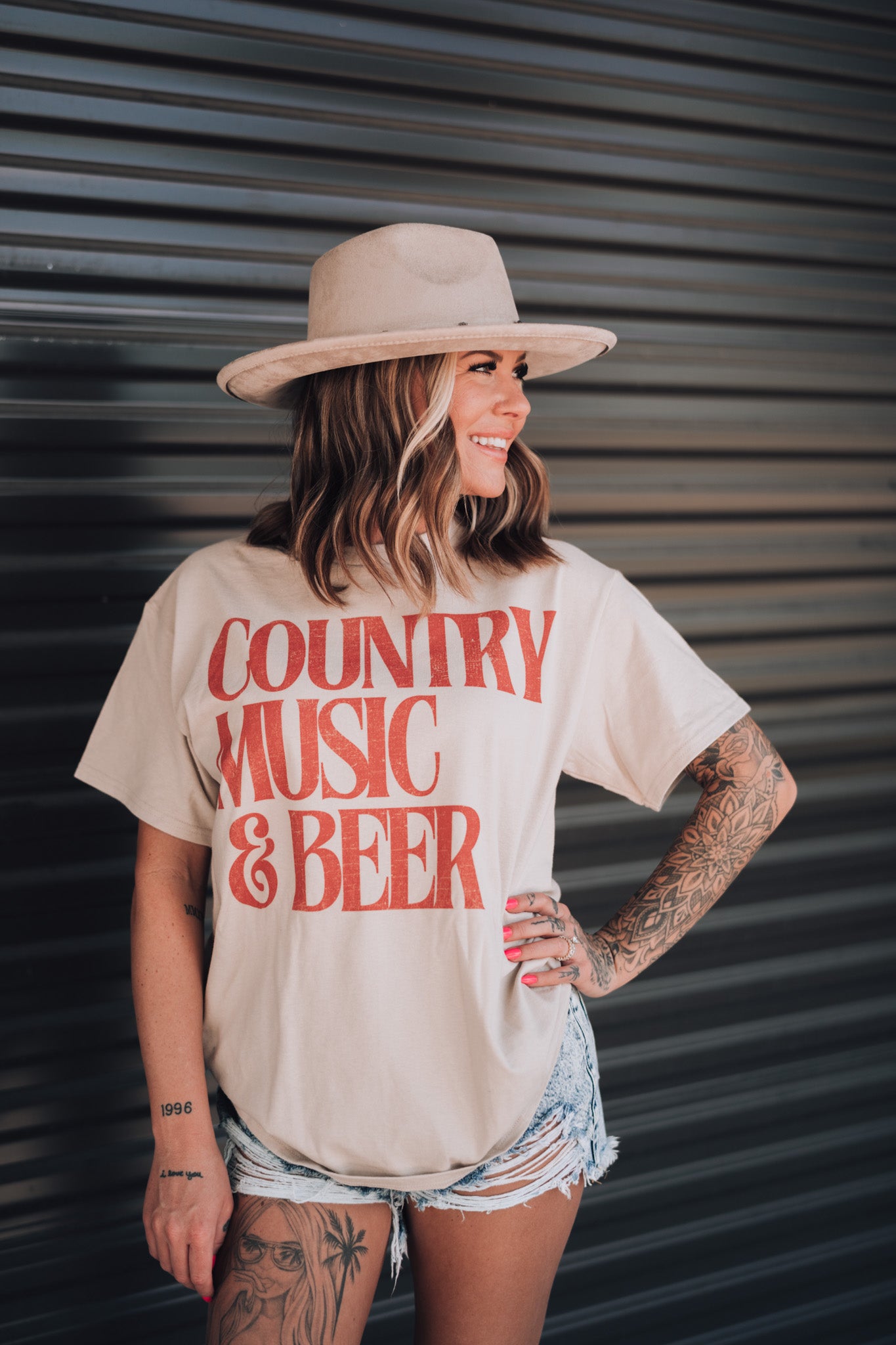 Country Music And Beer Oversized Tee