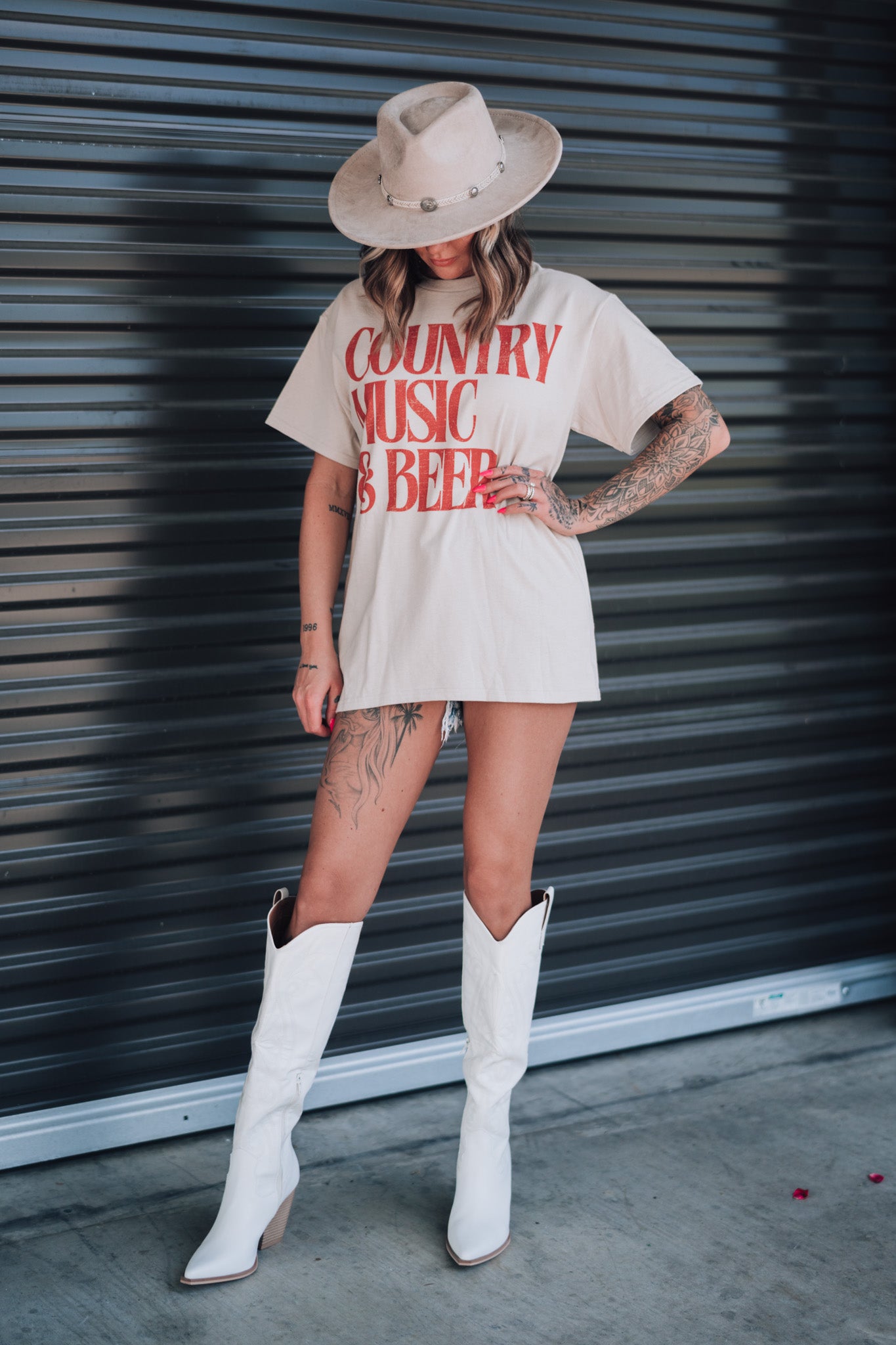 Country Music And Beer Oversized Tee