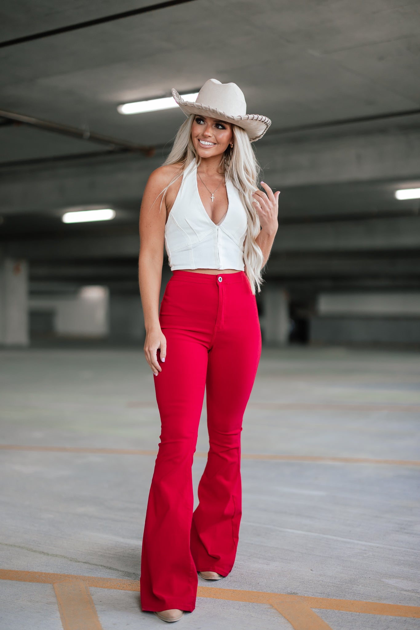 Knox Flare Jeans (Red)