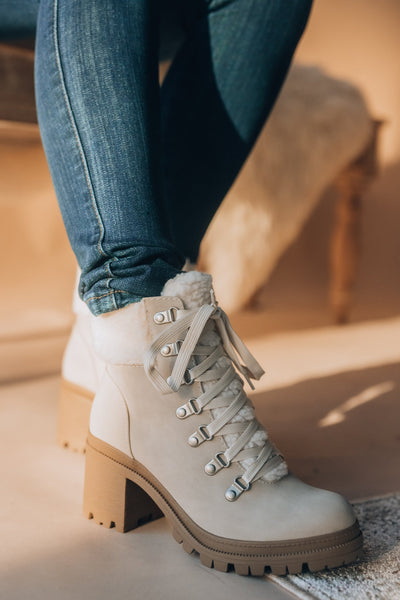 Gentry Lace Up Booties (Taupe) FINAL SALE