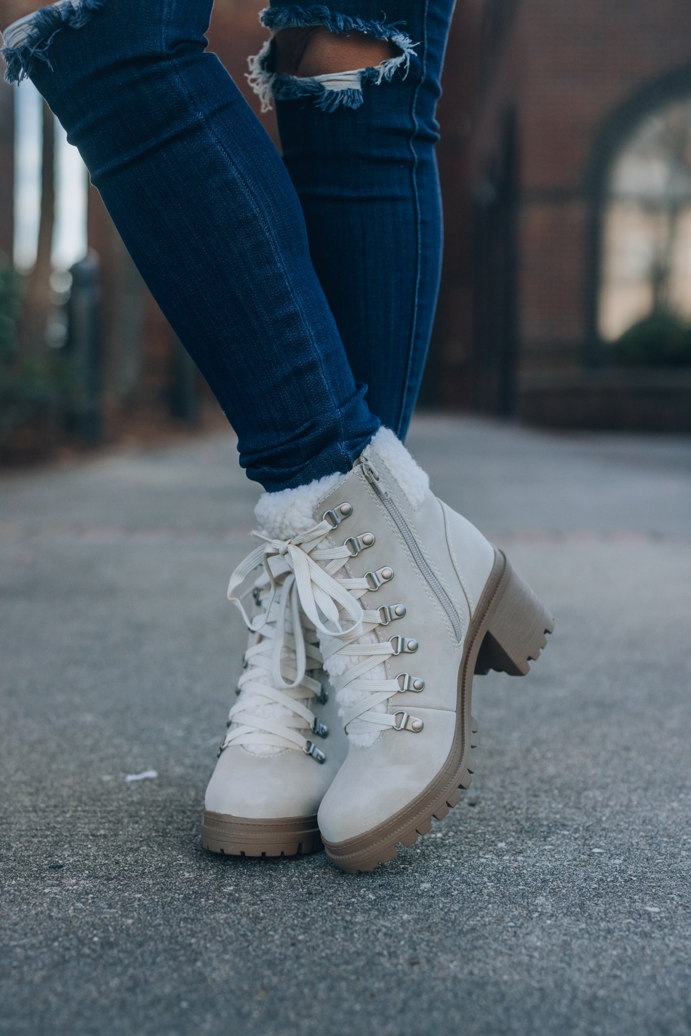 Gentry Lace Up Booties (Taupe) FINAL SALE