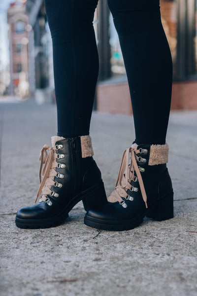 Gentry Lace Up Booties (Black) FINAL SALE