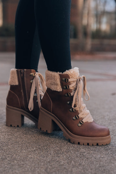 Gentry Lace Up Booties (Brown) FINAL SALE