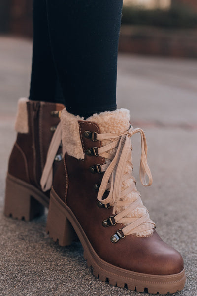 Gentry Lace Up Booties (Brown) FINAL SALE
