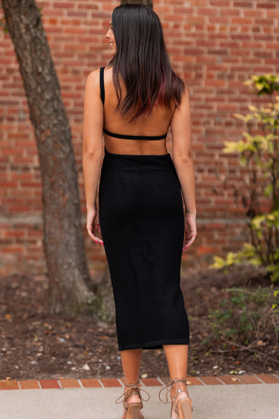 Venus Knit Midi Dress (Black) FINAL SALE