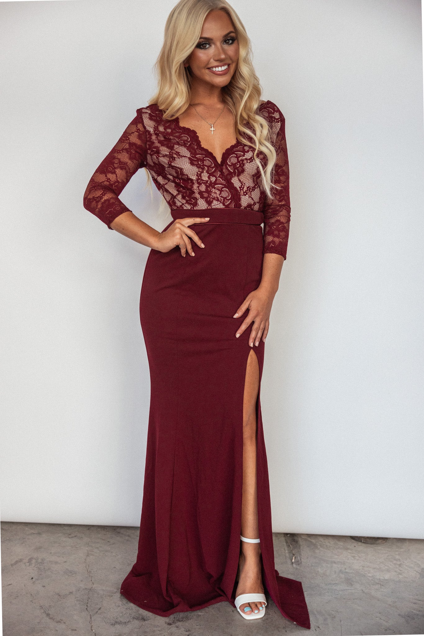 Forever Yours Lace Maxi Gown (Wine) FINAL SALE