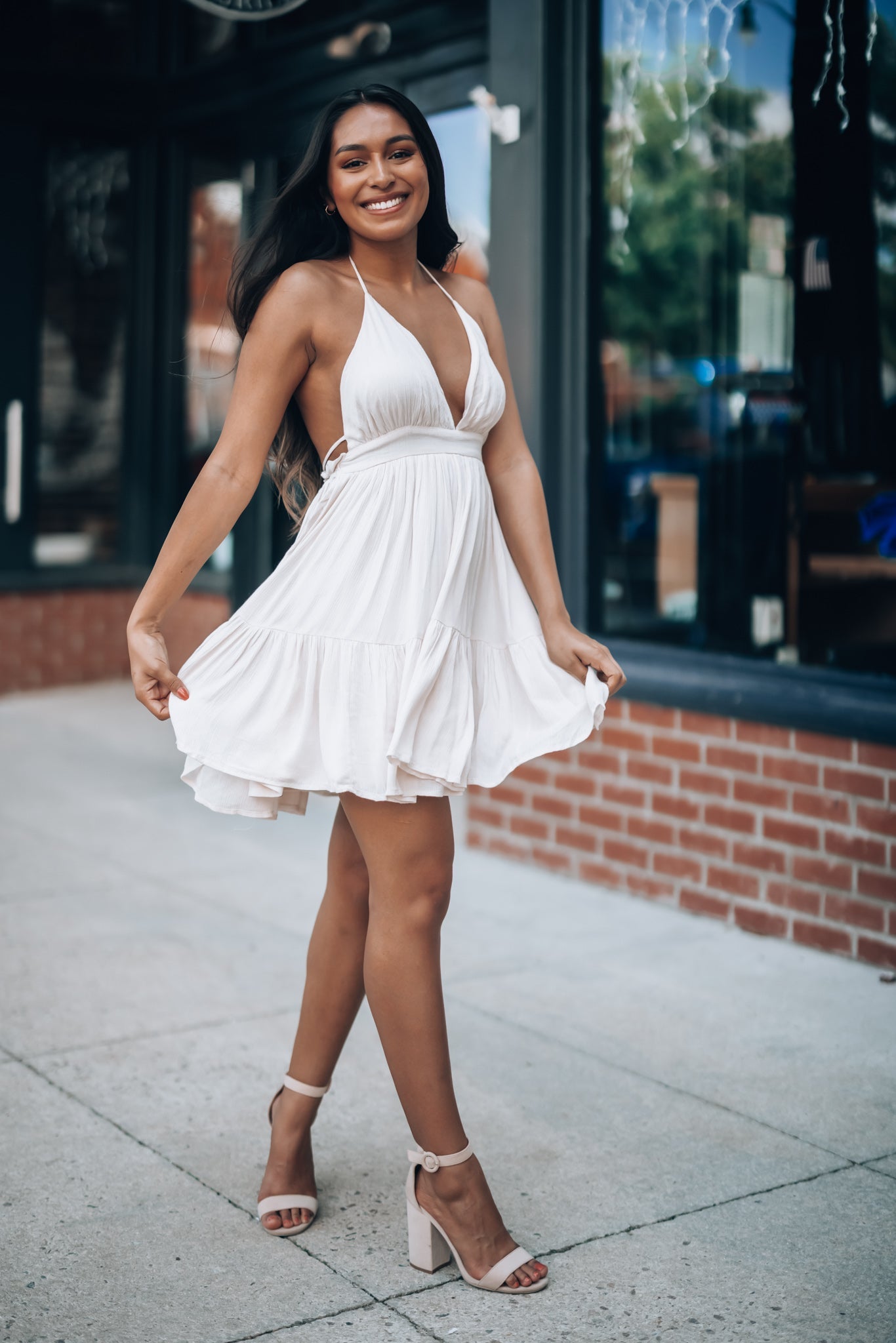 Ryan Halter Mini Dress (Oatmeal) FINAL SALE Southern Alternative Ryan Halter Mini Dress (Oatmeal) FINAL SALE Southern Alternative