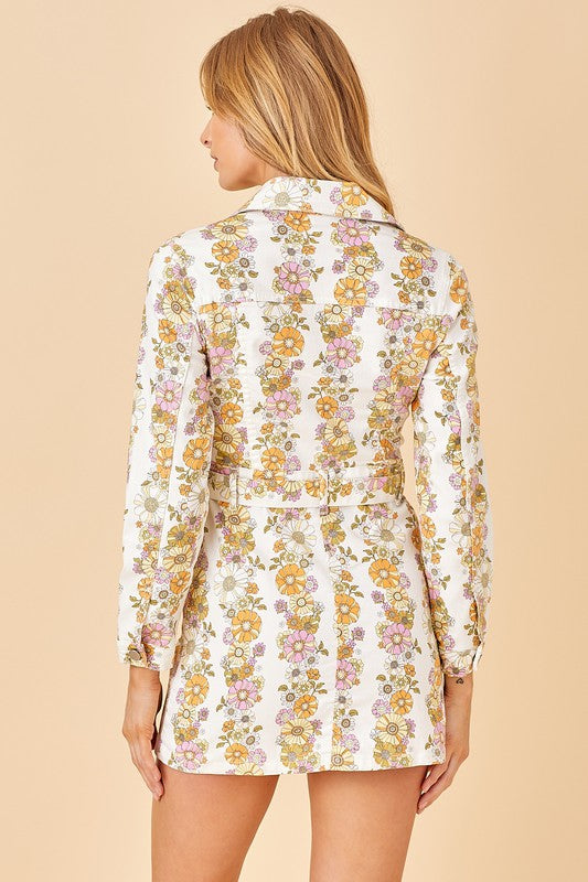 Retro Floral Button Up Mini Dress FINAL SALE
