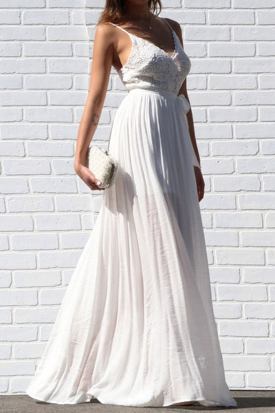 Swept Away Crotchet Lace Maxi Dress (White)