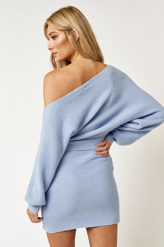 Glamour Knit Sweater Dress (Powder Blue) FINAL SALE