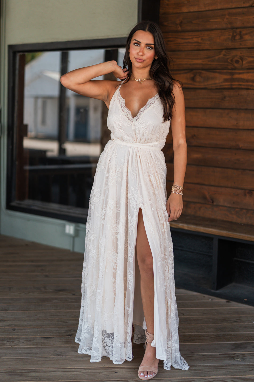 Celestial Multi-Wrap Lace Maxi Dress (Cream) Celestial Multi-Wrap Lace Maxi Dress (Cream)