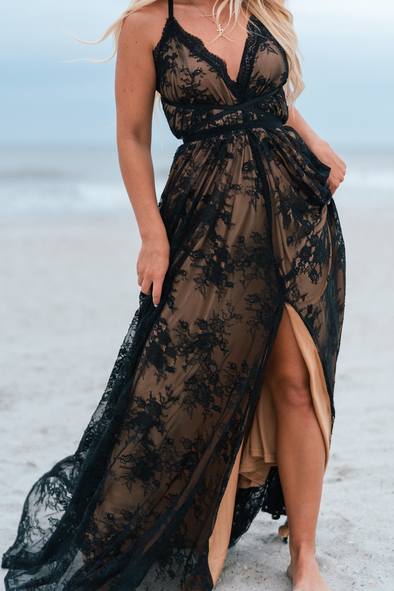 Celestial Multi-Wrap Lace Maxi Dress (Black) – Southern Alternative