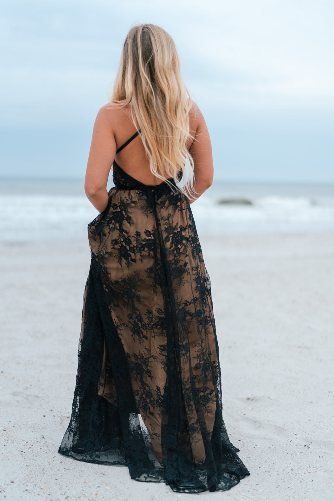 black lace maxi dress casual Celestial Multi-Wrap Lace Maxi Dress (Black) Southern Alternative