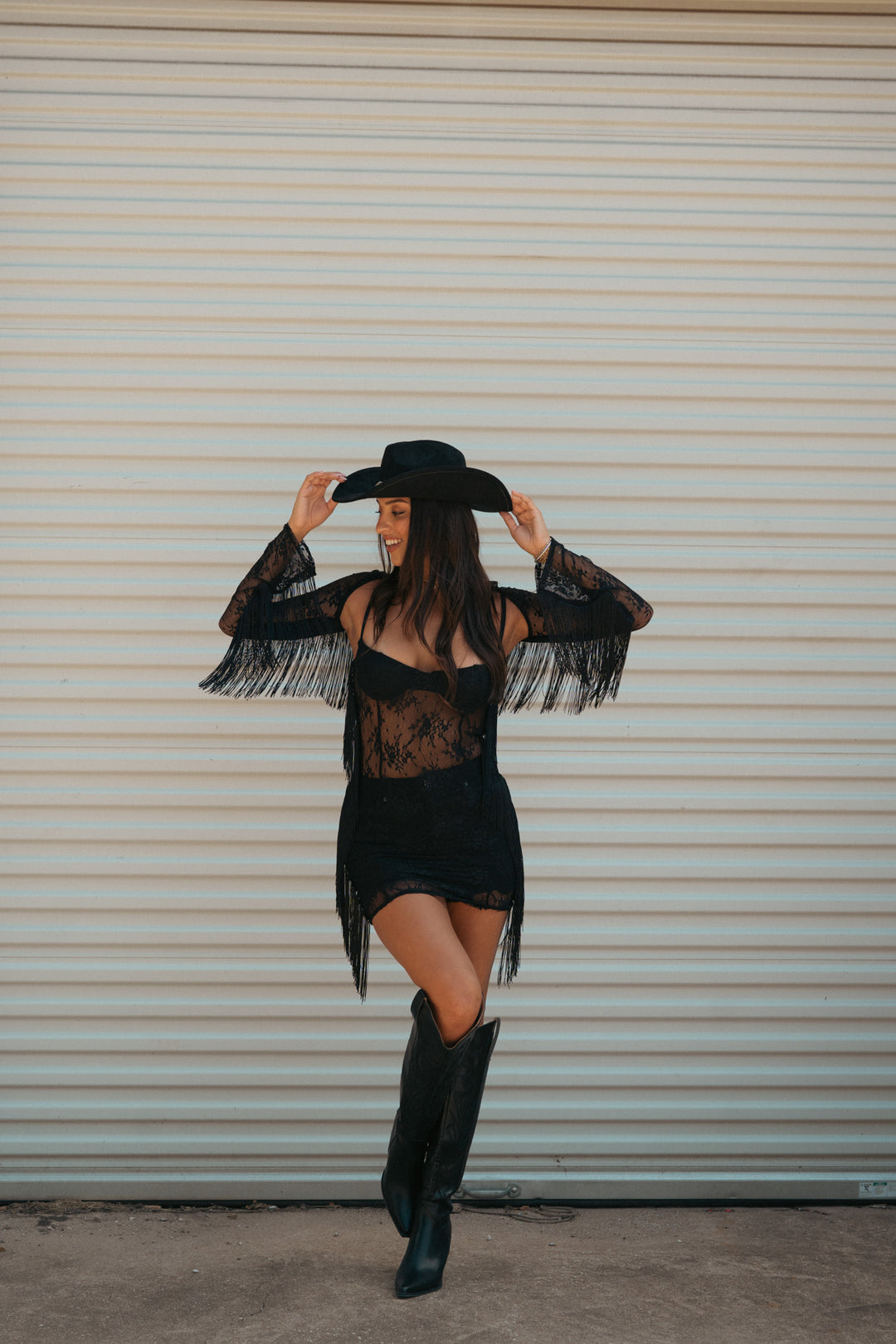 Dakota Sheer Lace + Fringe Mini Dress Set Southern Alternative Dakota Sheer Lace + Fringe Mini Dress Set Southern Alternative