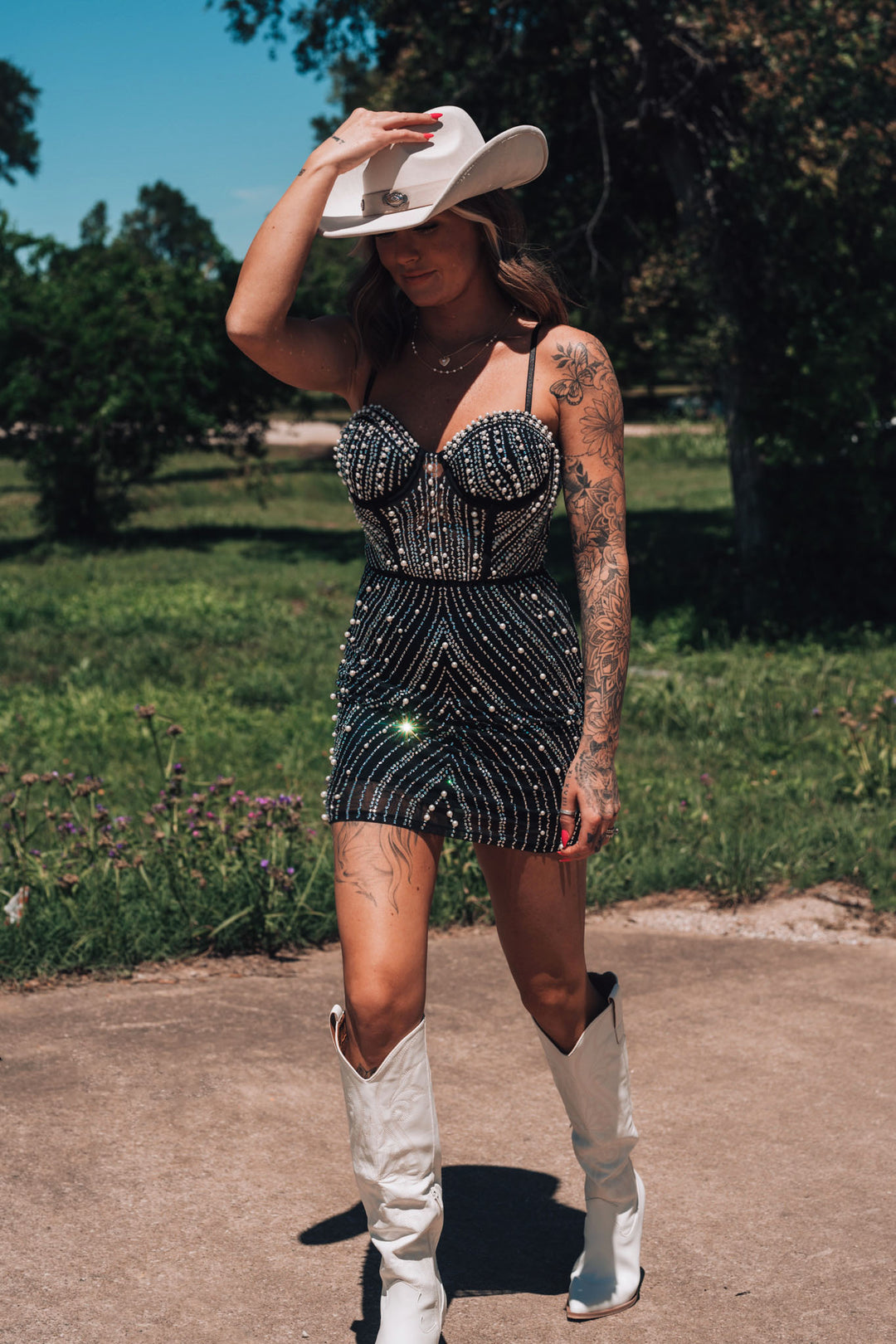 Dolly Bustier Rhinestone Pearl Mini Dress – Southern Alternative Dolly Bustier Rhinestone Pearl Mini Dress – Southern Alternative