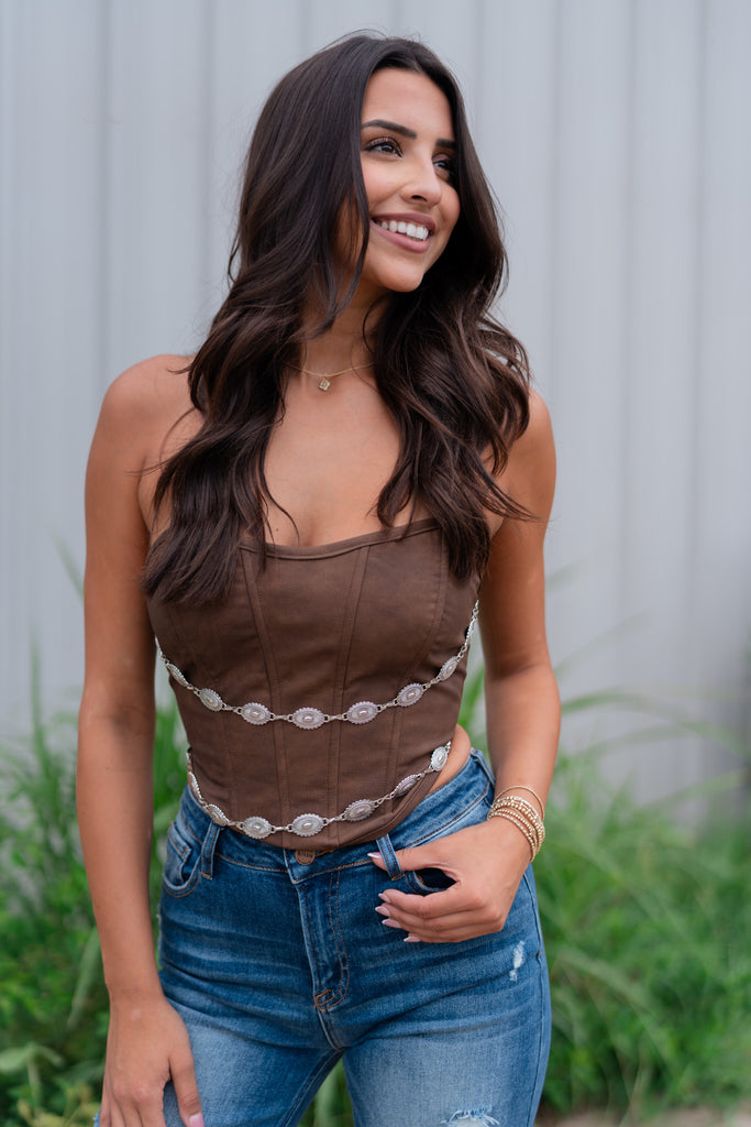 ラポドゥジェム2way eco suede bustier brown 2way eco suede bustier