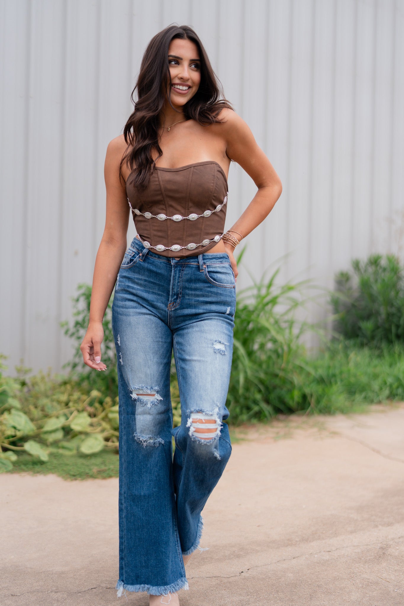 ラポドゥジェム2way eco suede bustier brown ラポドゥジェム2way eco suede bustier brown