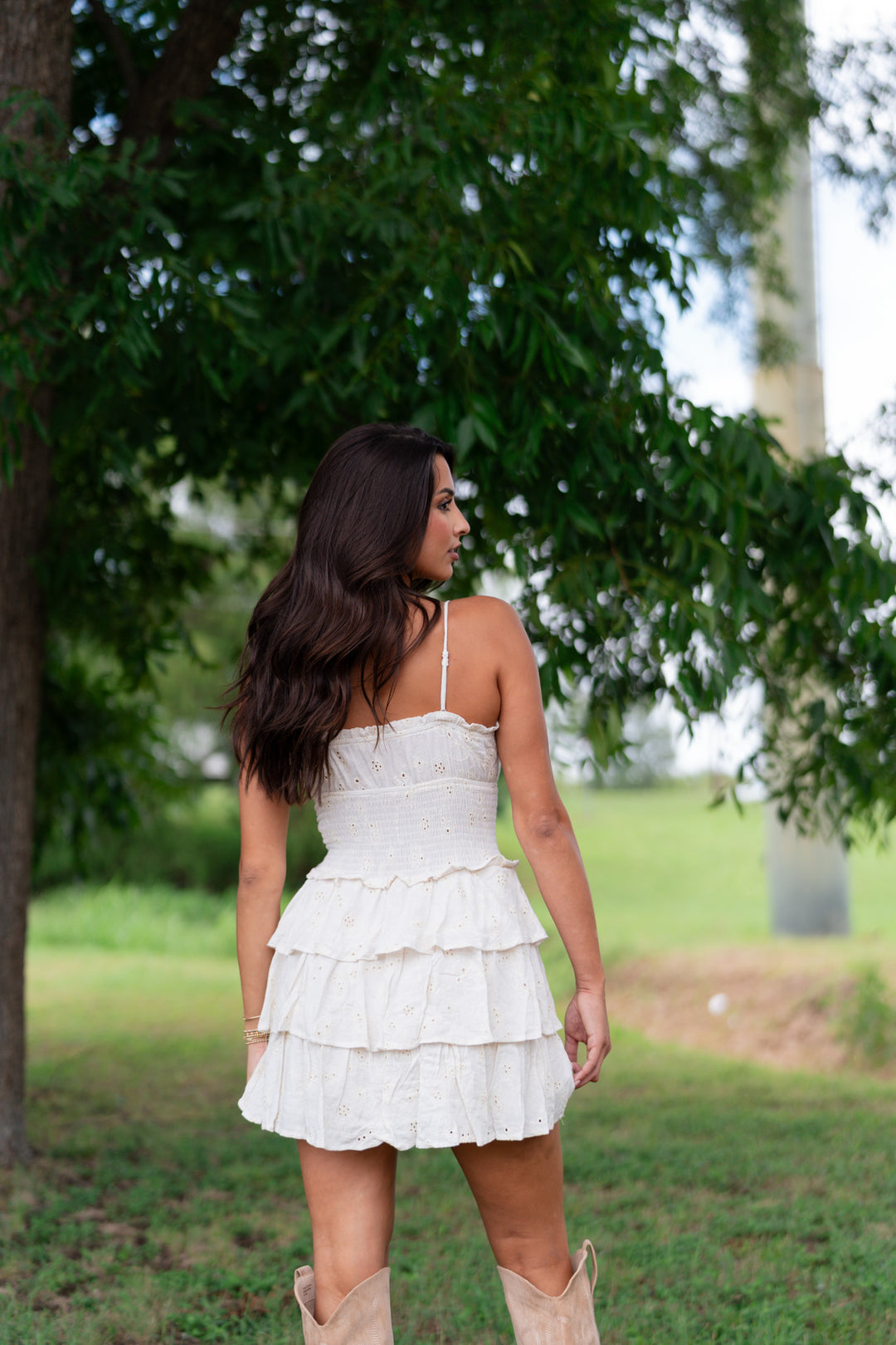 Willa Ruffled Mini Dress (Natural) FINAL SALE – Southern Alternative Willa Ruffled Mini Dress (Natural) FINAL SALE – Southern Alternative