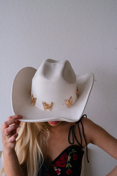 You Give Me Butterflies Cowboy Hat (Ivory)
