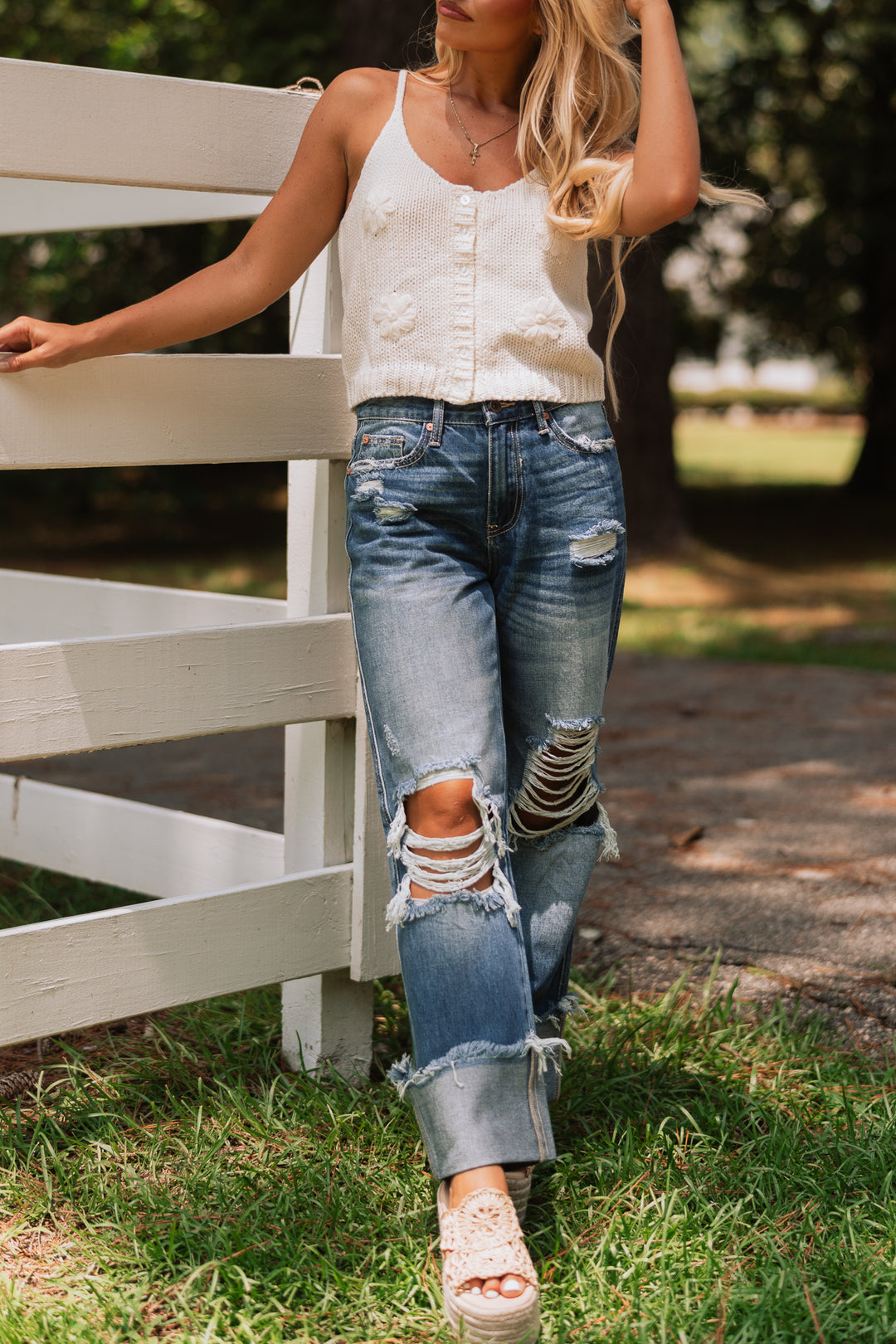 Breeze 3D Flower Knit Tank Top