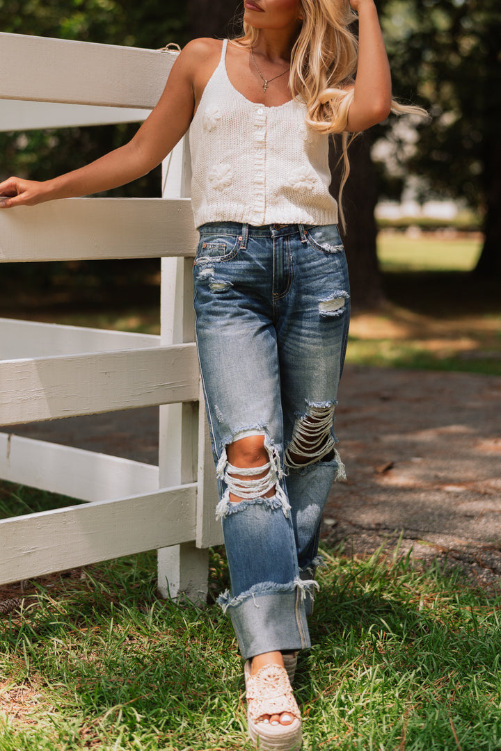 Breeze 3D Flower Knit Tank Top