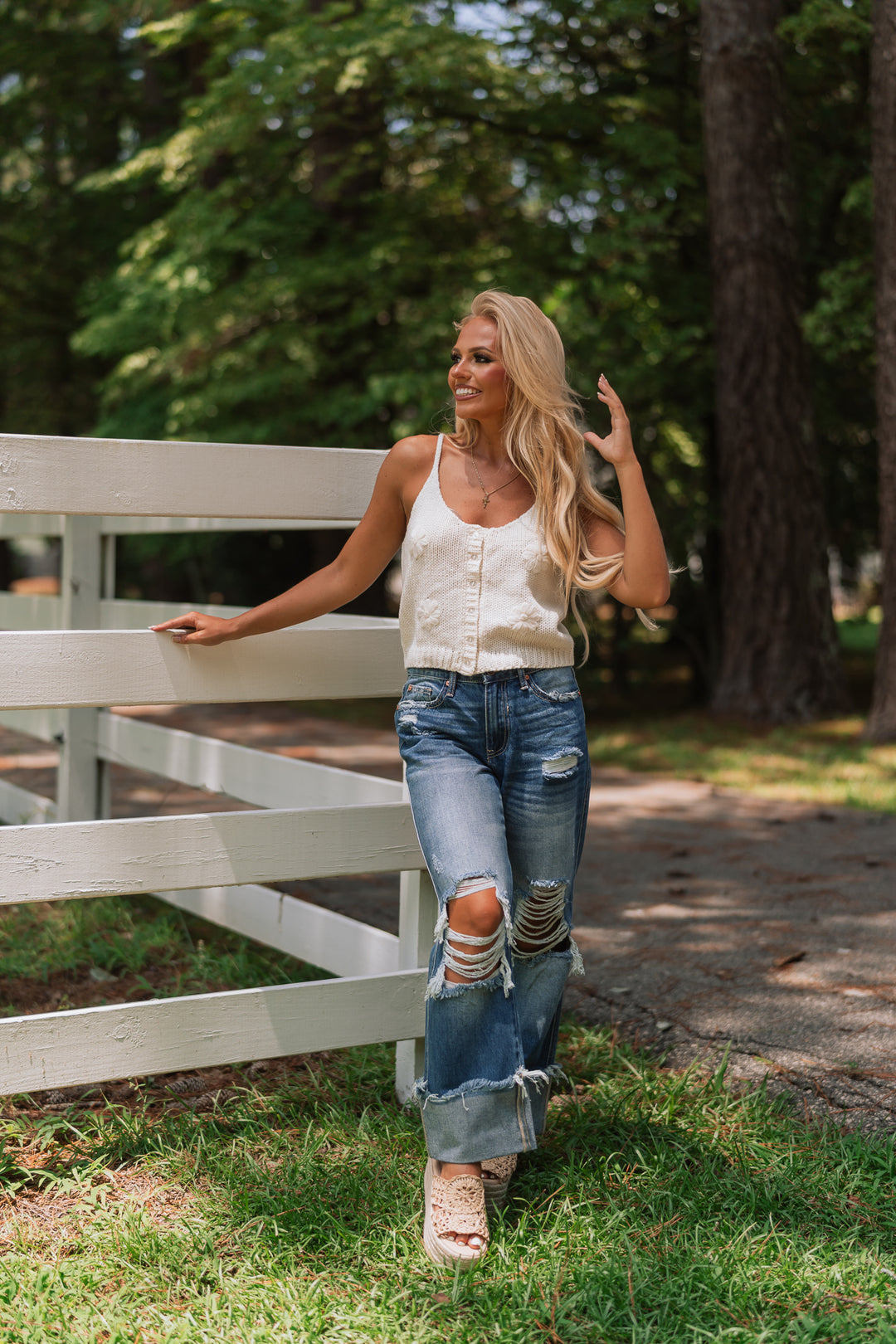 Breeze 3D Flower Knit Tank Top