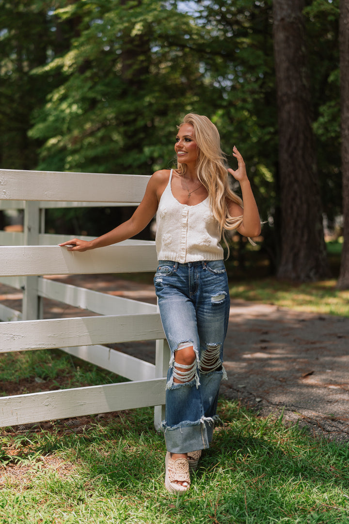 Breeze 3D Flower Knit Tank Top