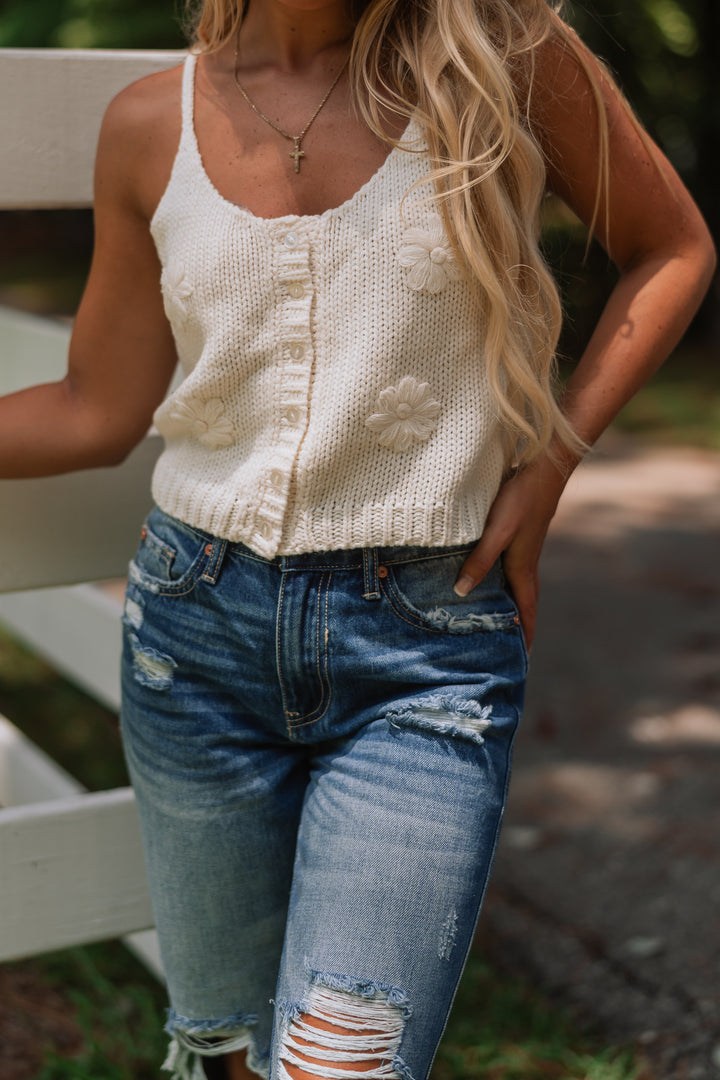 Breeze 3D Flower Knit Tank Top