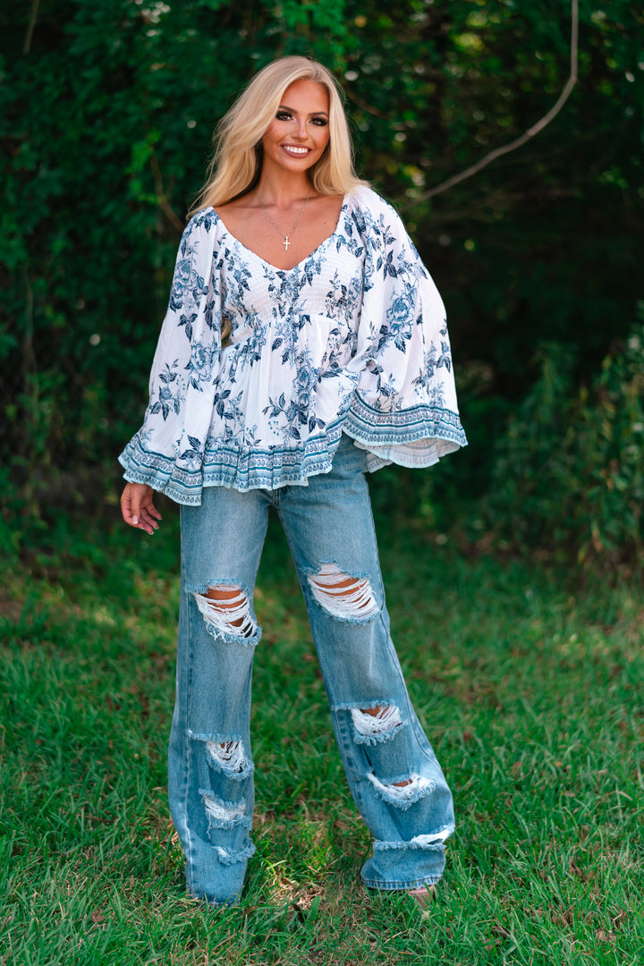 Sage And Sun Bell Sleeve Blouse