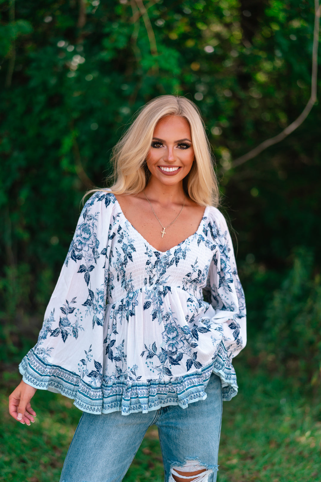 Sage And Sun Bell Sleeve Blouse