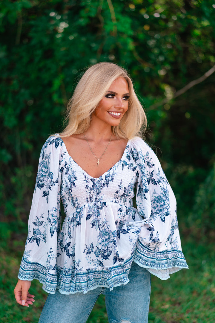 Sage And Sun Bell Sleeve Blouse