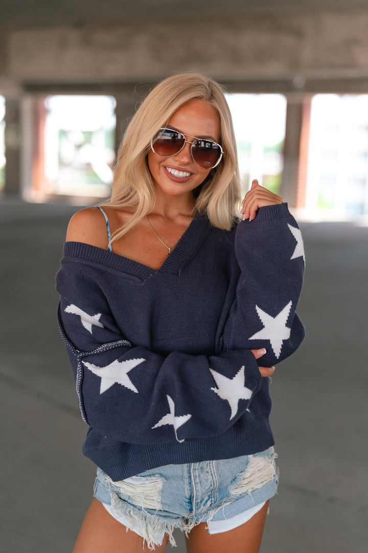 Smoke Show Star Sweater (Navy)
