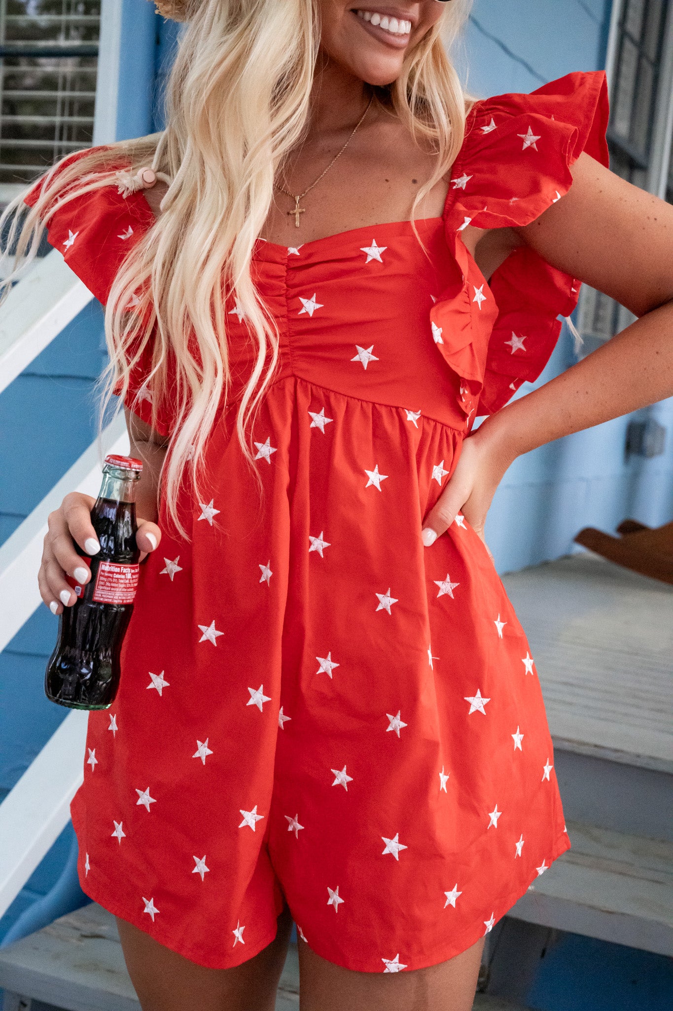 Polly Star Embroidered Ruffle Romper FINAL SALE – Southern