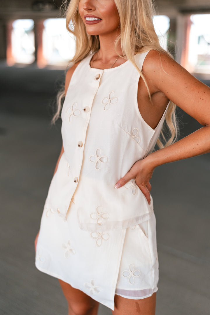 Button Up Flower Mini Skort