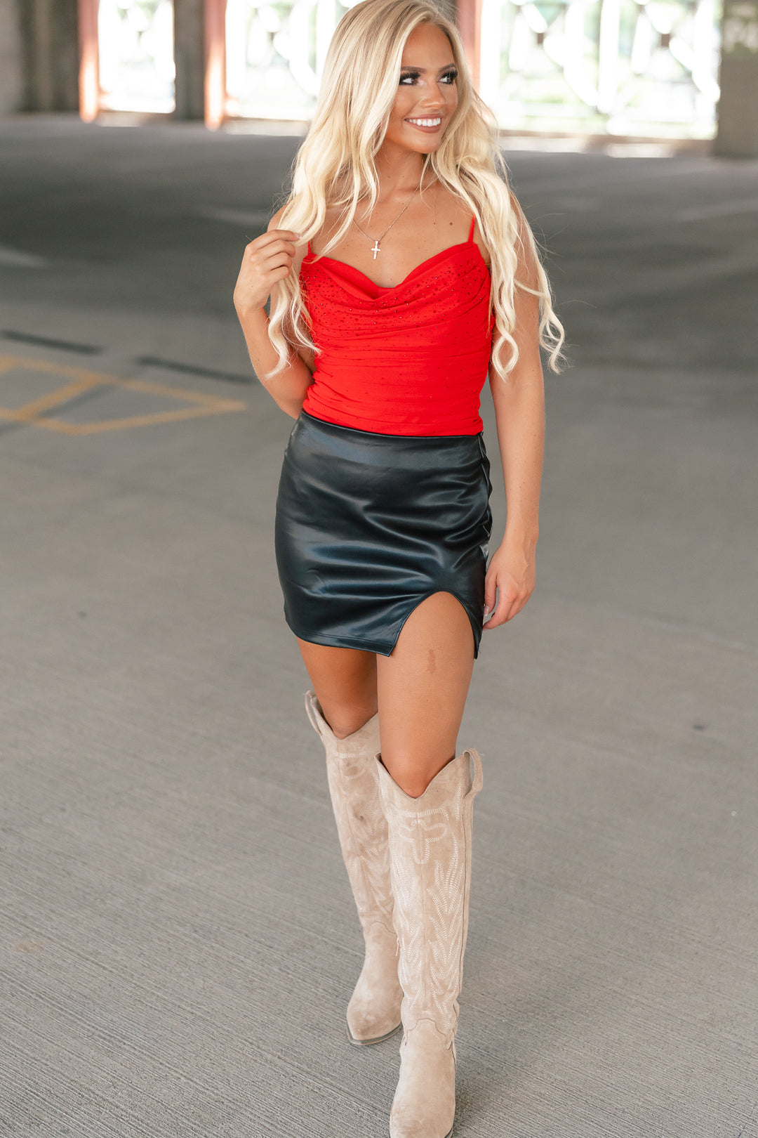 Hot Stuff Rhinestone Bodysuit (Red)