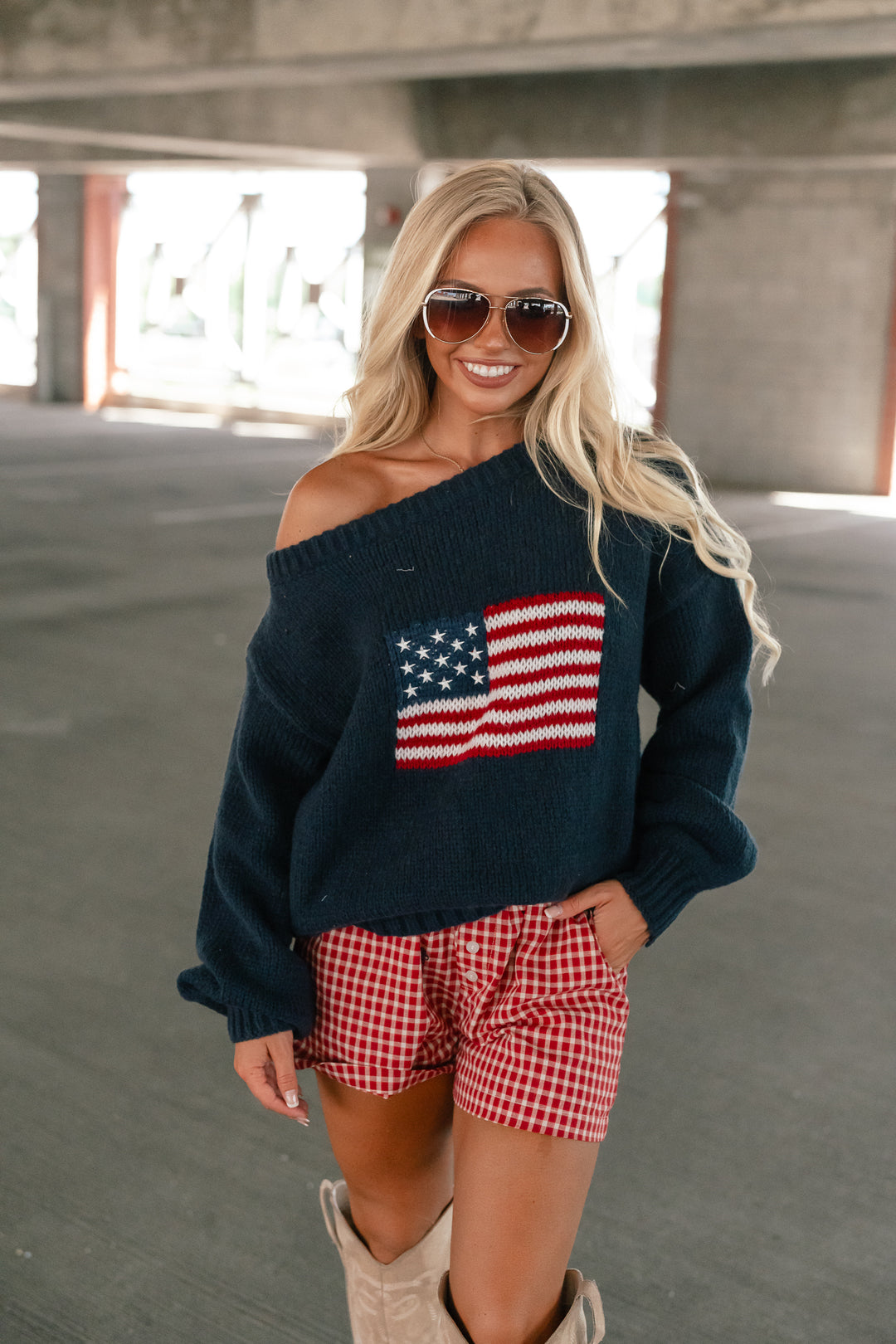 Brandi USA Flag Sweater (Navy)