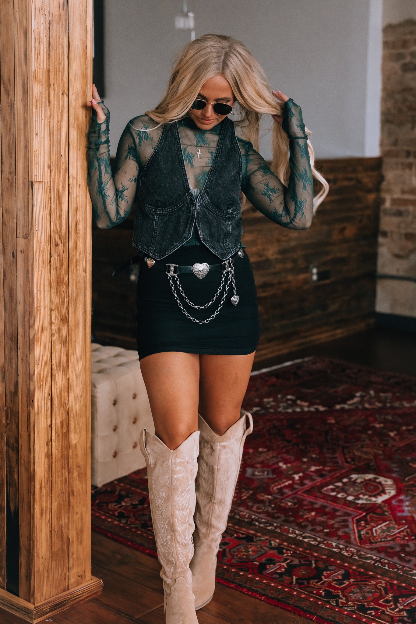 Lace For Days Long Sleeve Top (Pine Green) – Southern Alternative