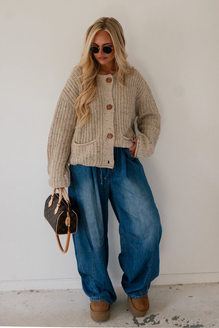 Mae Drawstring Wide Leg Denim Pants