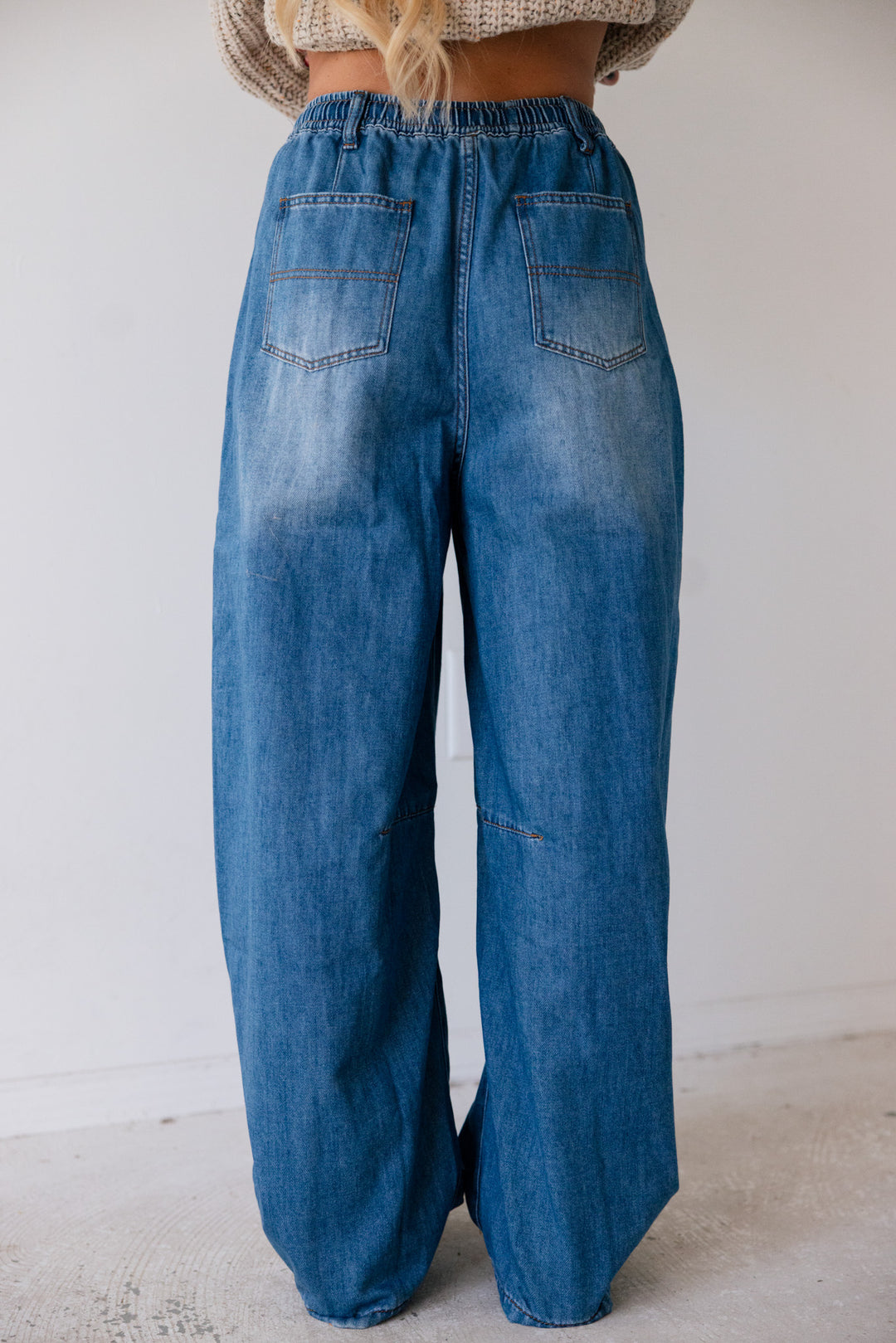 Mae Drawstring Wide Leg Denim Pants