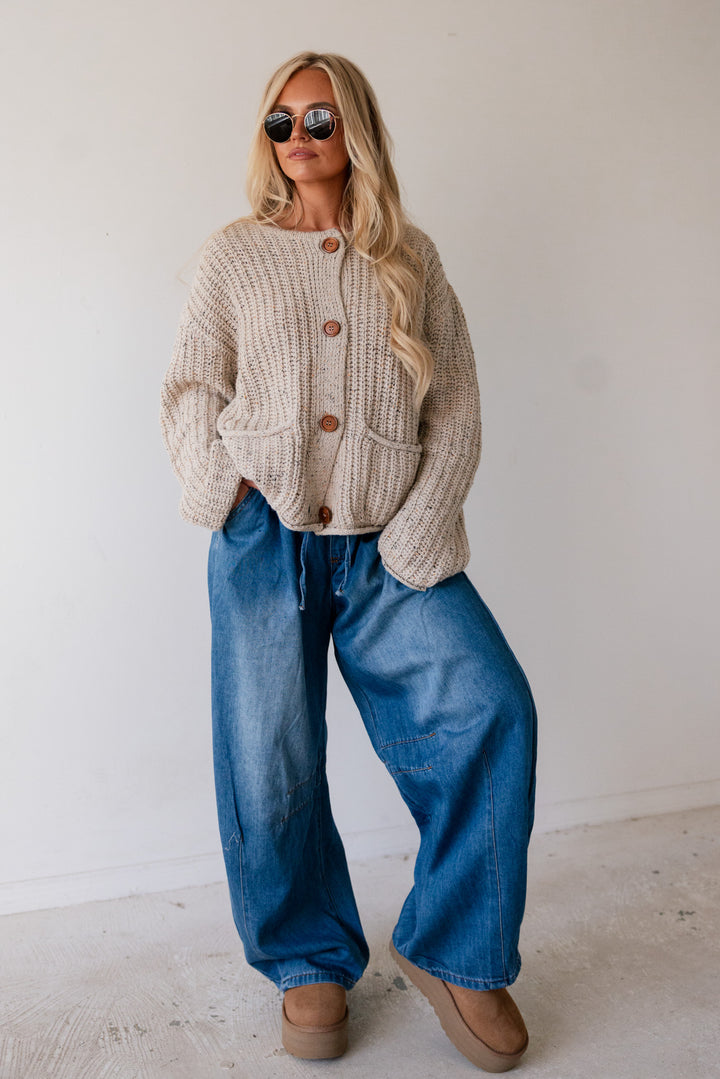 Mae Drawstring Wide Leg Denim Pants