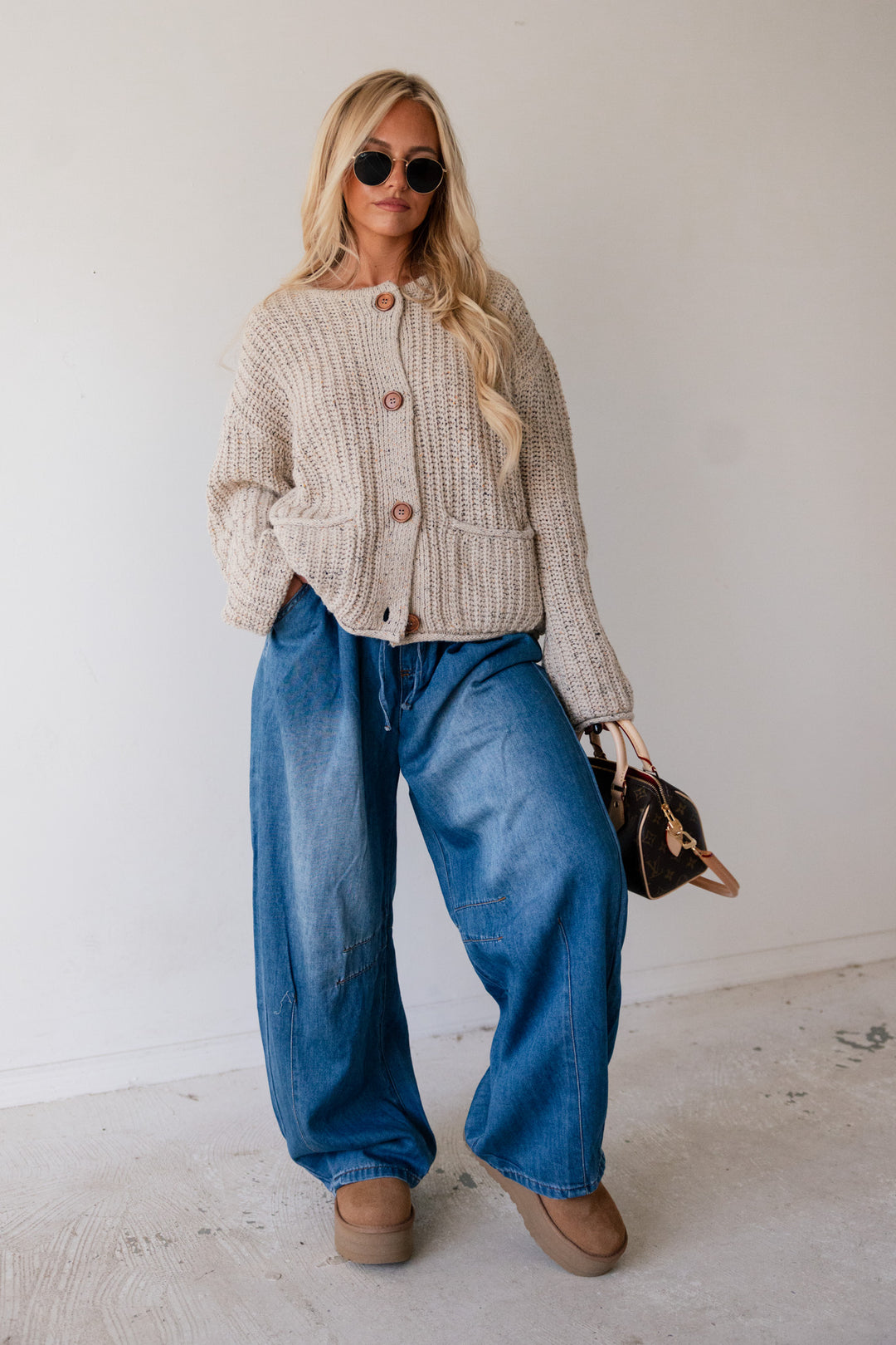 Mae Drawstring Wide Leg Denim Pants