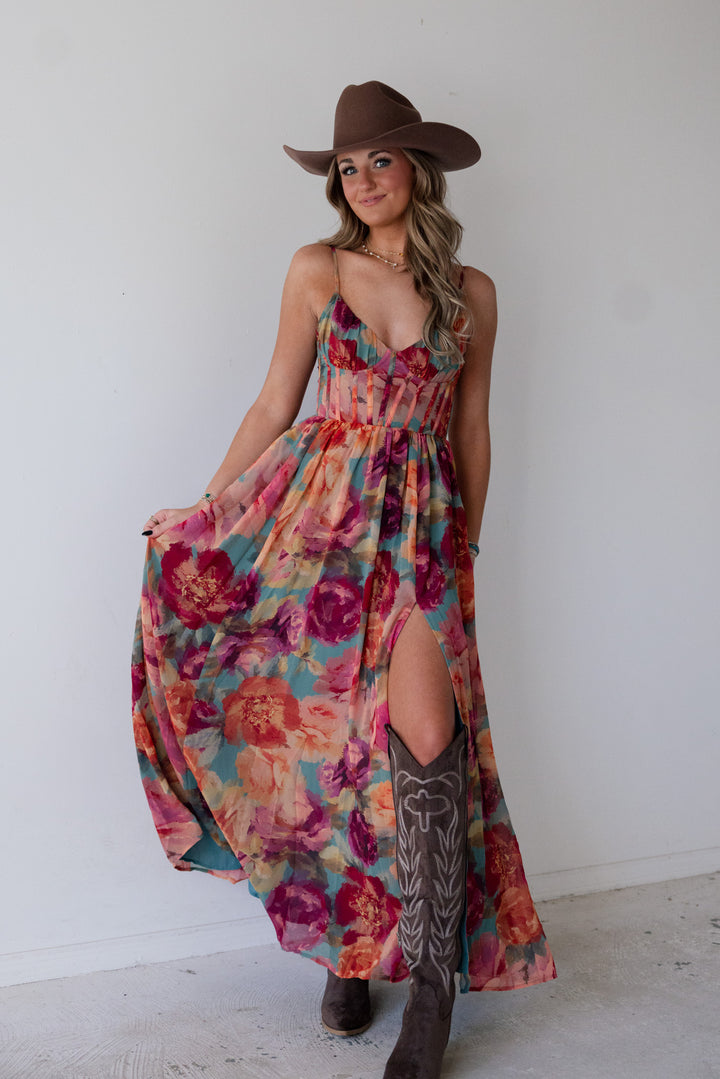 Painted Desert Corset Maxi Dress