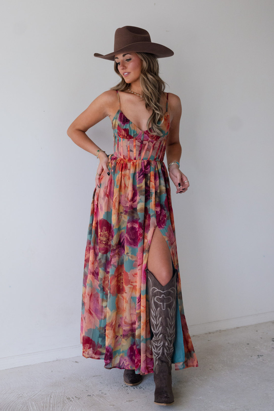 Painted Desert Corset Maxi Dress