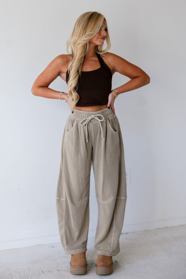 Coffee Run Barrel Sweatpants (Taupe)