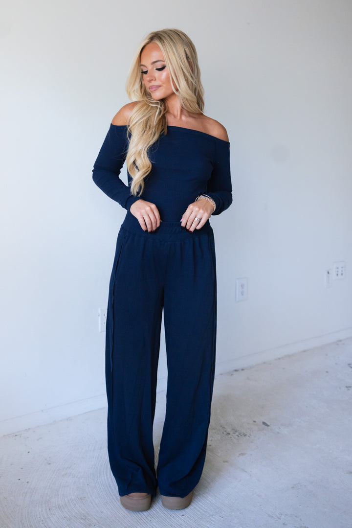 On The Go Wide Leg Pants (Navy)