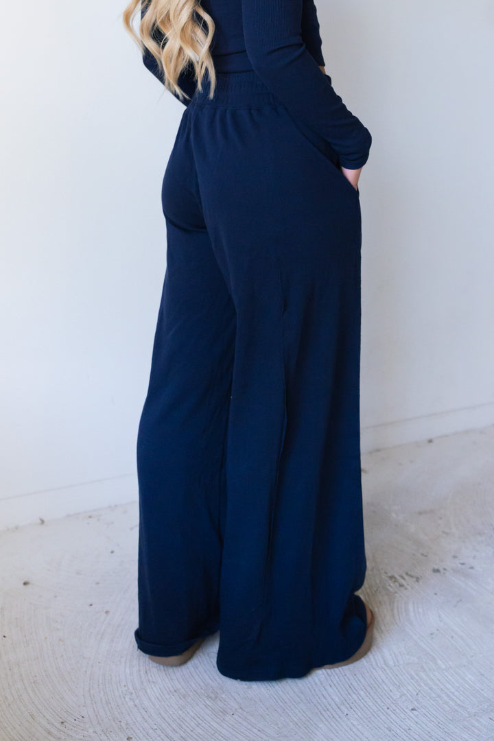 On The Go Wide Leg Pants (Navy)