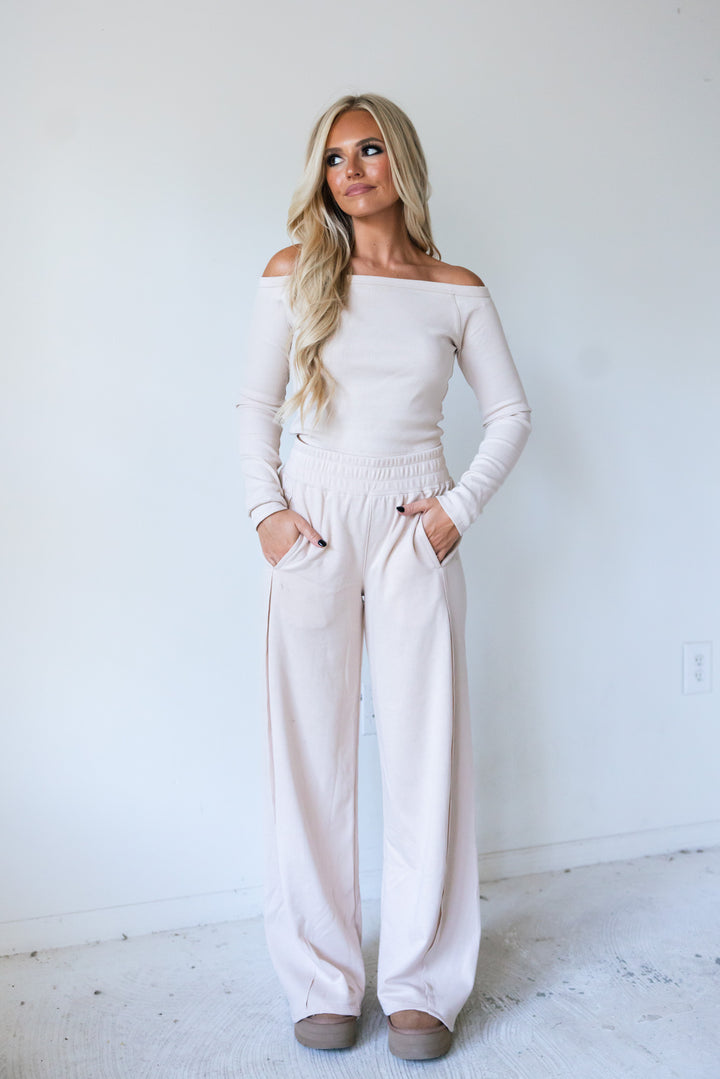 On The Go Ribbed Knit Top (Oatmeal)