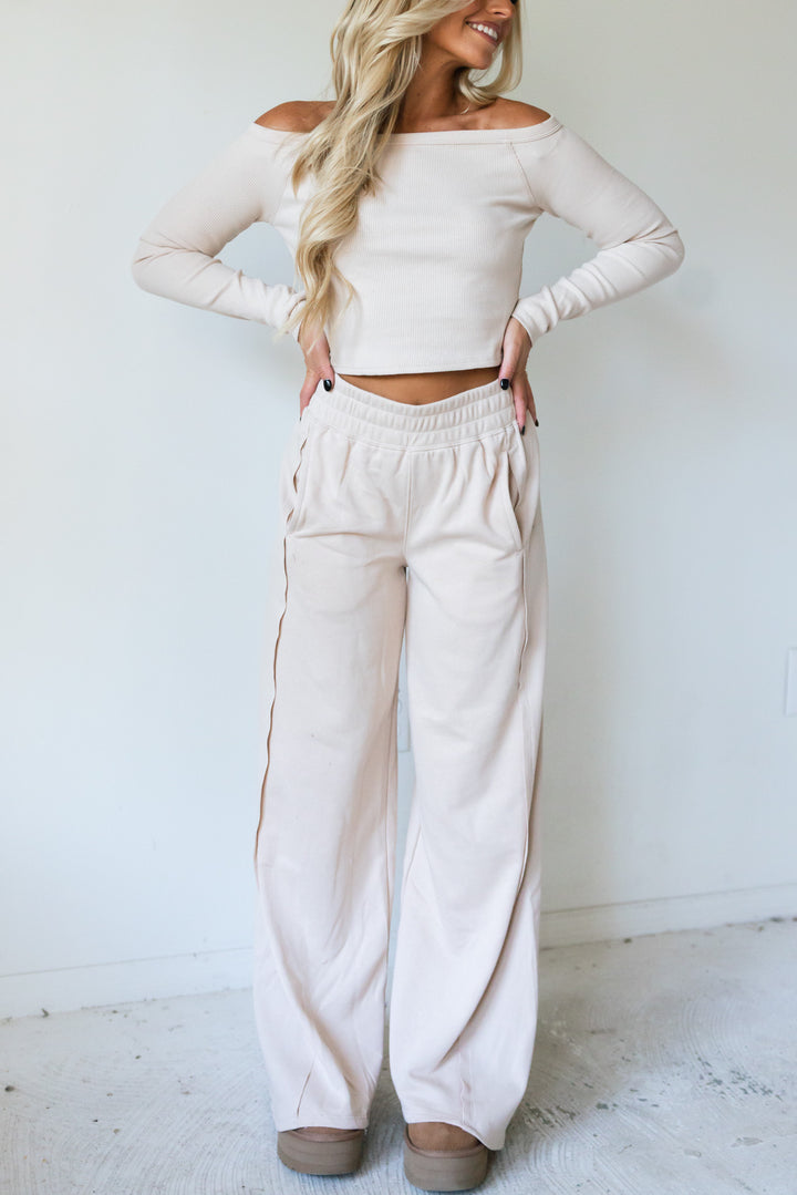 On The Go Wide Leg Pants (Oatmeal)