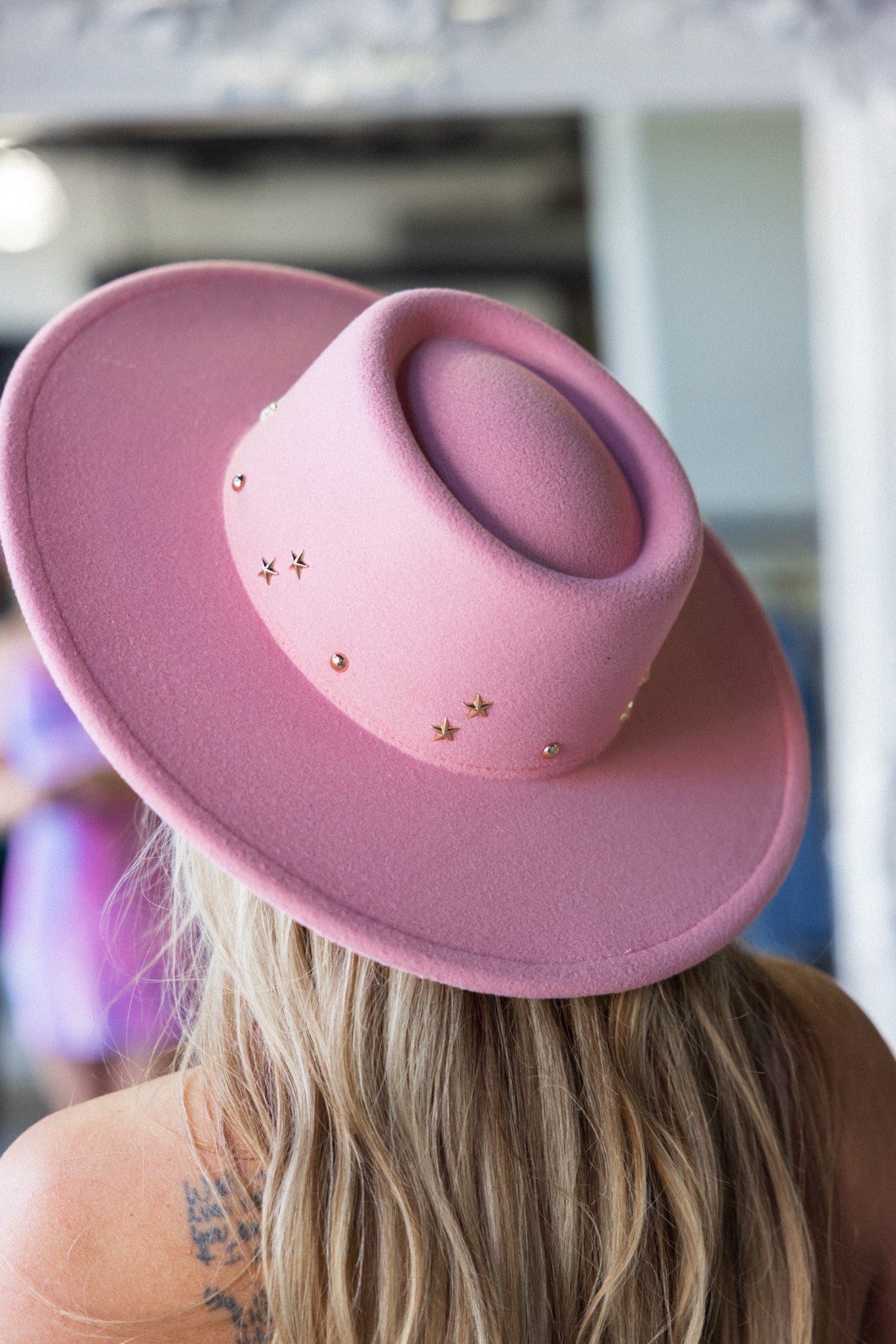 Star Studded Wide Brim Hat (Pink) FINAL SALE